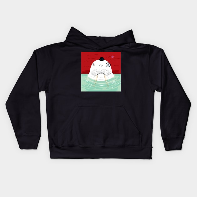 Sir Wilfred Wallace The Wonderful White Walrus Kids Hoodie by sonhouse5